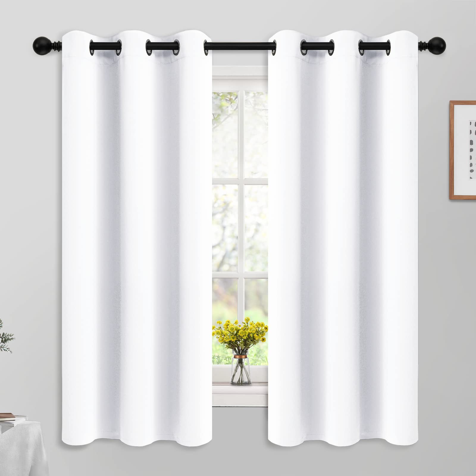 Yakamok Blackout Curtains Room Darkening Thermal Insulated Window Panels,Solid Grommet Top Drapes For Bedroom/Living Room(42Wx63