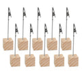 10 Pcs Wooden Memo Clips Holder Table Numbers Place Card Holders Lightweight Wood Cube Base, Memo Photo Picture Paper Note Clip