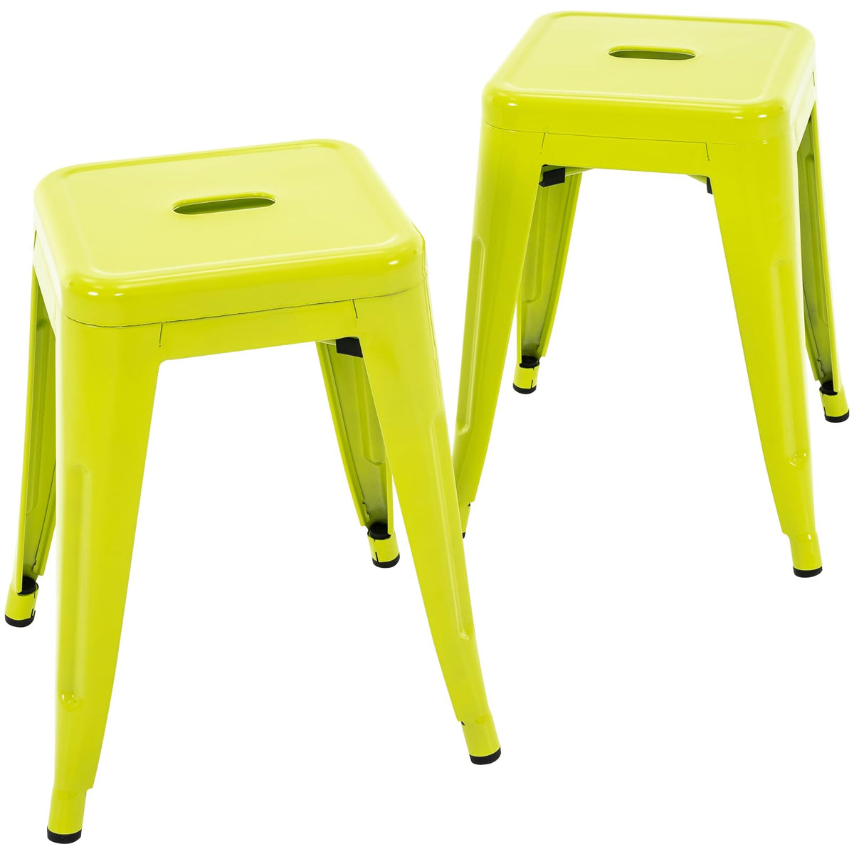 Brage Living 18 Inch Industrial Metal Stools Set Of 2, Stackable Classroom Stools, Backless Metal Dining Chairs For Indoor Outdoor, Kitchen Short Stools (Lime Green)