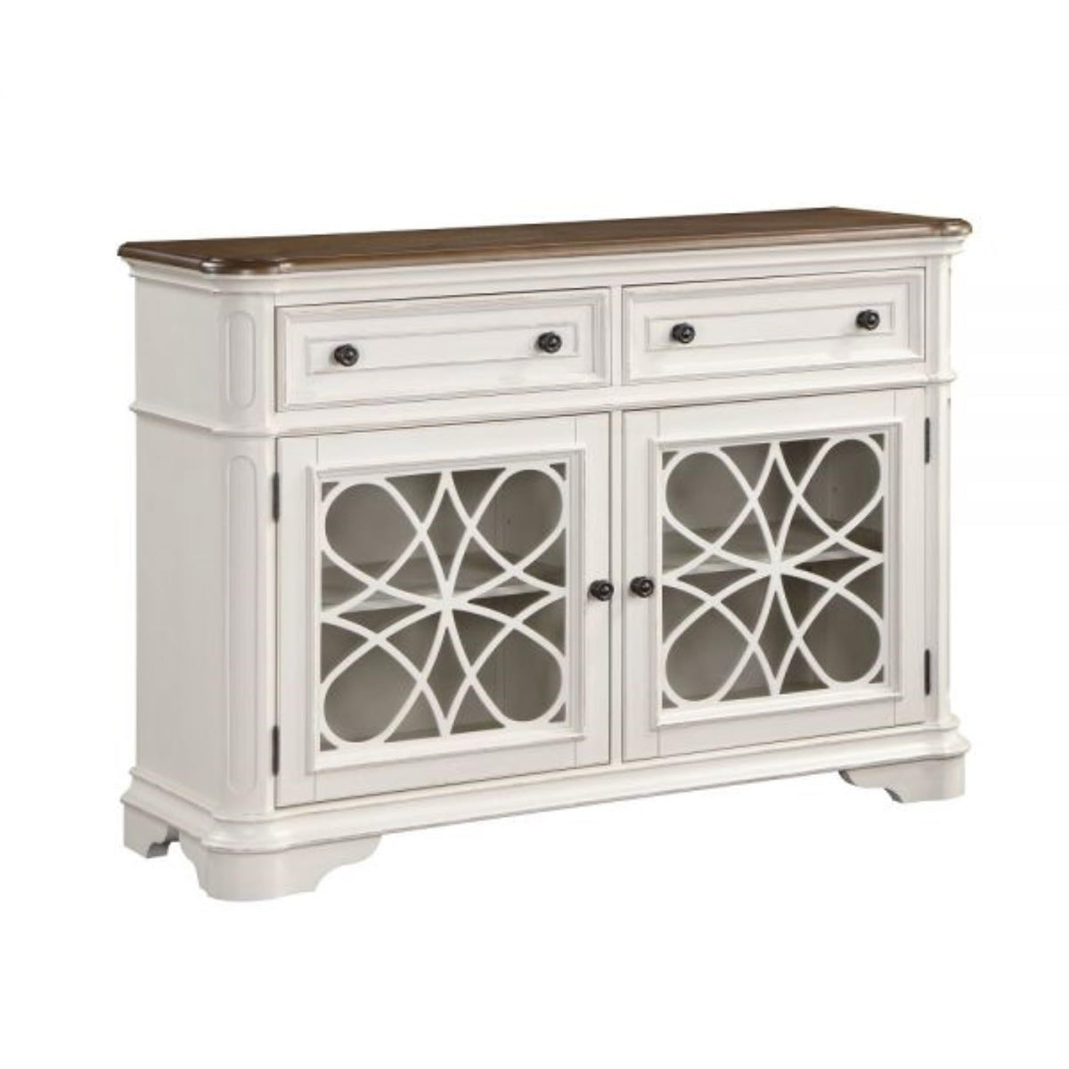 Acme Florain Wooden Server in Oak and Antique White