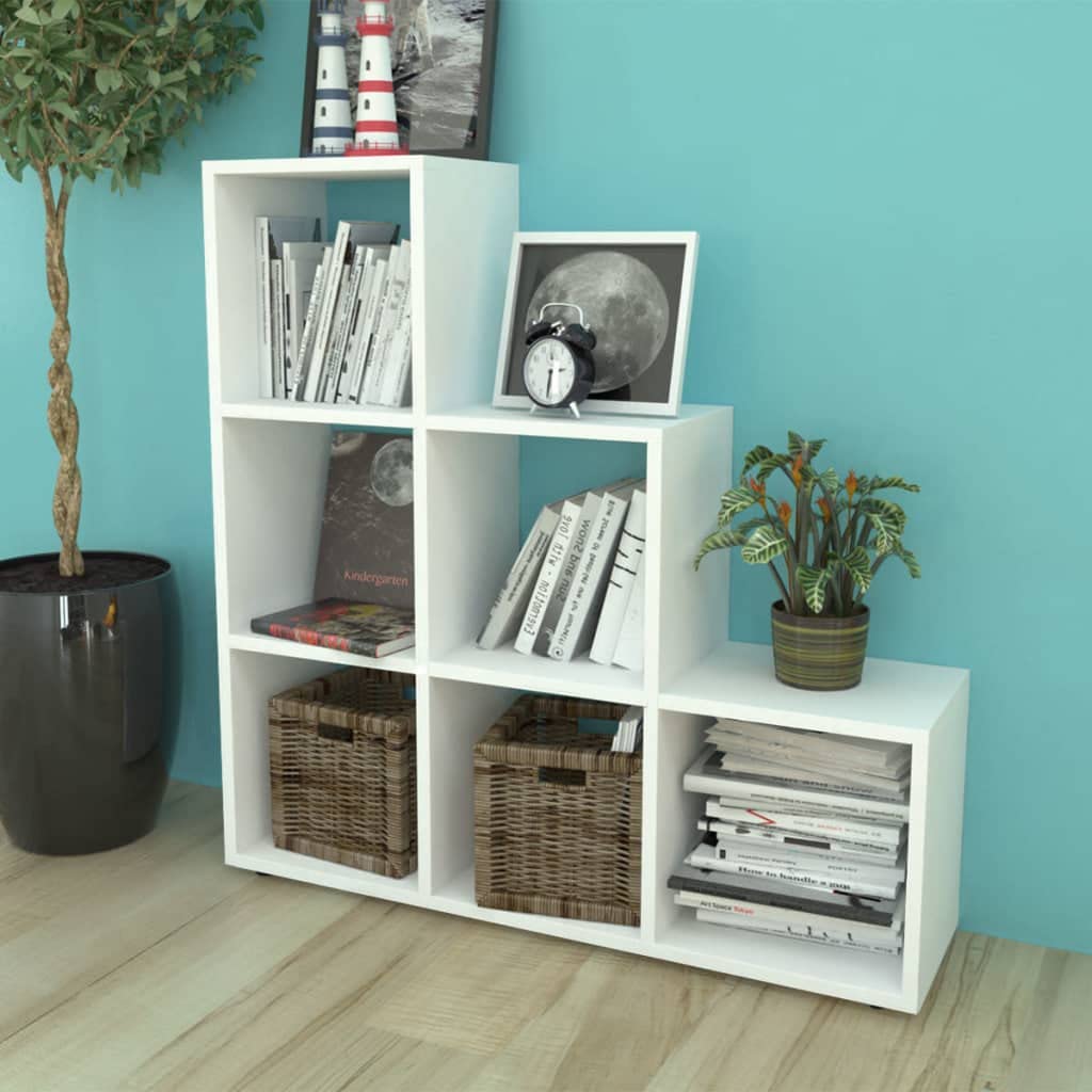 vidaXL Bookcase/Shelf, Storage Unit with Compartment, Book Shelf, Living Room, Indoor Living Room, 107 cm, White