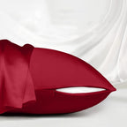 Red Silk Pillow Cases For Hair And Skin Made In Usa, Real 22 Momme Mulberry Silk, Anti Acne Silk Pillowcase With Zipper, Organic