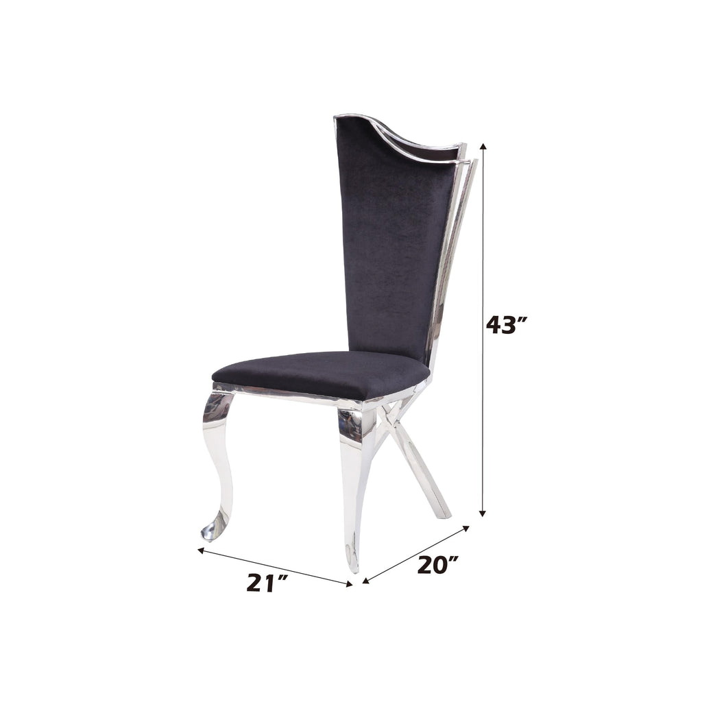 Acme Cyrene Side Chair (Set of 2) in Fabric and Stainless Steel