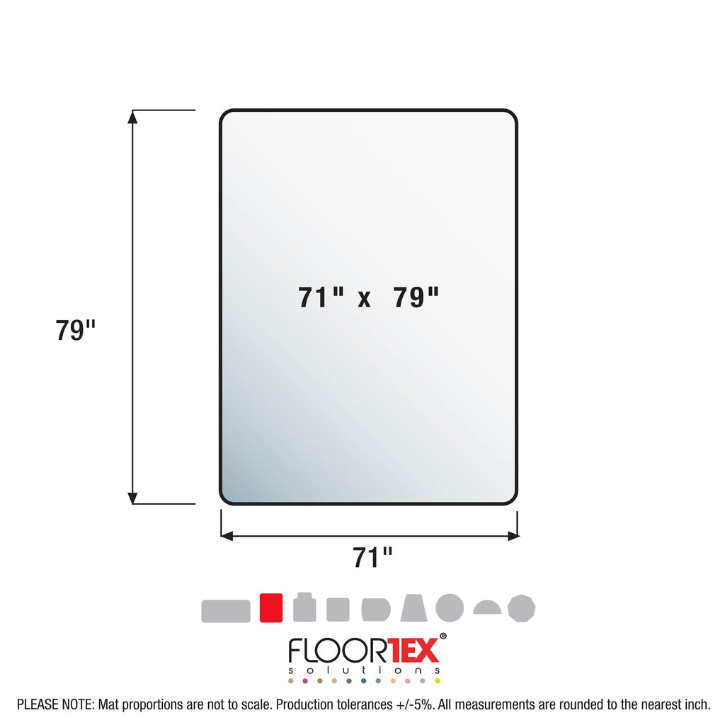 Floortex Polycarbonate XXL Office Mat 71" x 79" for Hard Floors, Clear (FR1218020019ER)