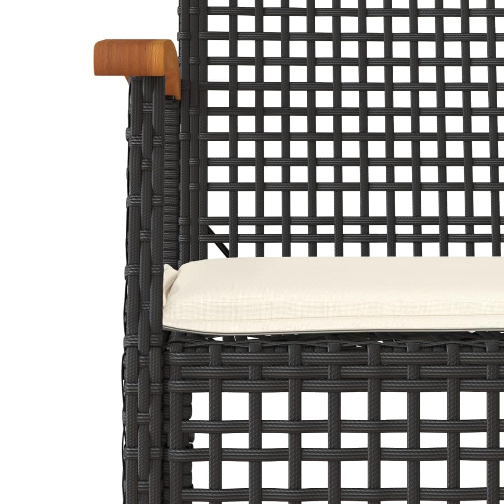 vidaXL Garden Dining Set with Cushions 3 Pieces, Table and Chairs, Relaxing Armchairs, Seats for Patio Terrace, Synthetic Rattan Black