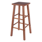 Winsome Carrick Bar Stool, 29In Height, Solid Wood, Teak Finish