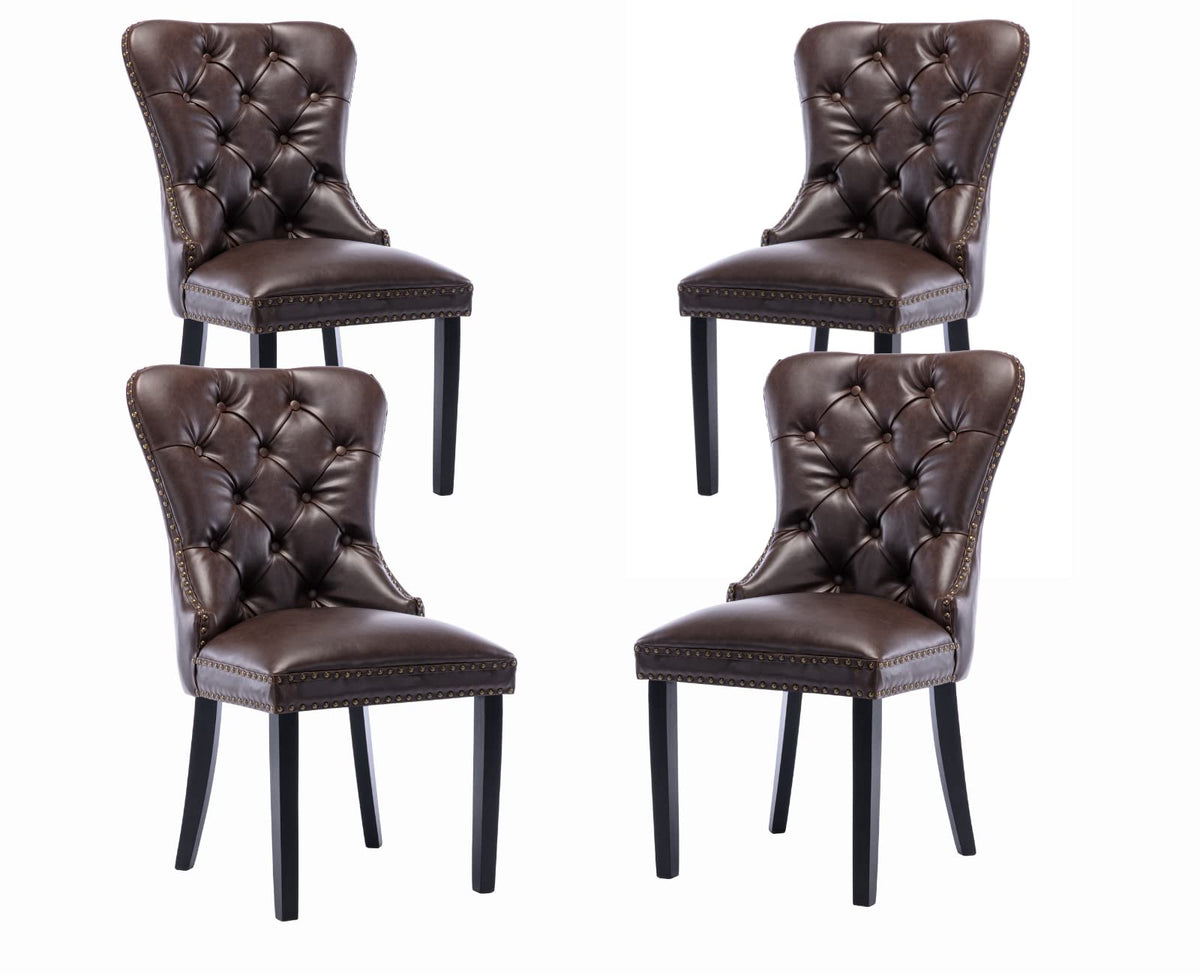 Ealson Modern Dining Chairs Set Of 4 Mid Century Leather Dining Room Chairs With Wood Legs Tufted Upholstered Kitchen Side Chair