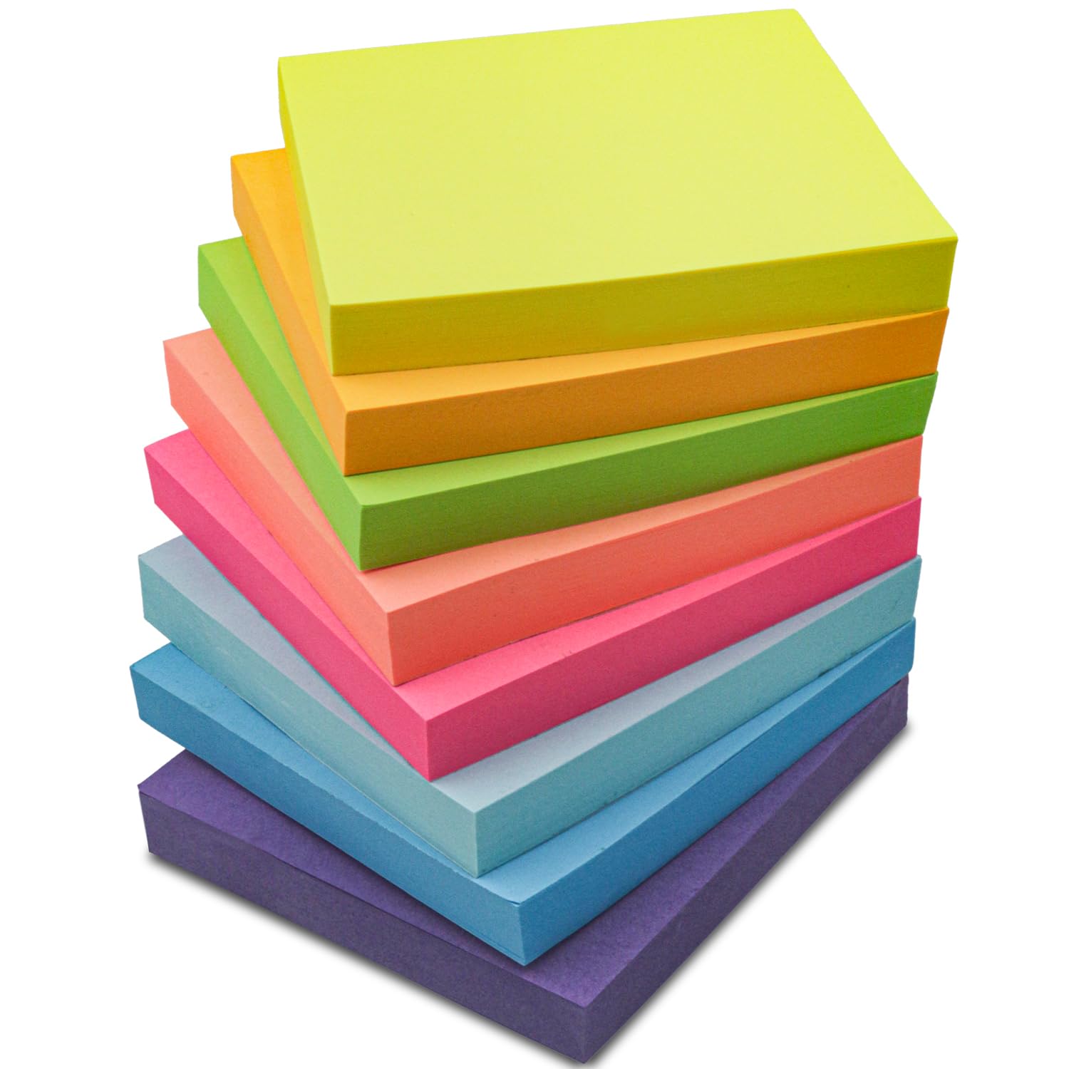 Sticky Notes 3X3 Inch, 8 Pack Sticky Pads (100 Sheet/Pad), Bulk Sticky Note Pads, Assorted Multicolor Self-Sticky Notes Pad - Ba