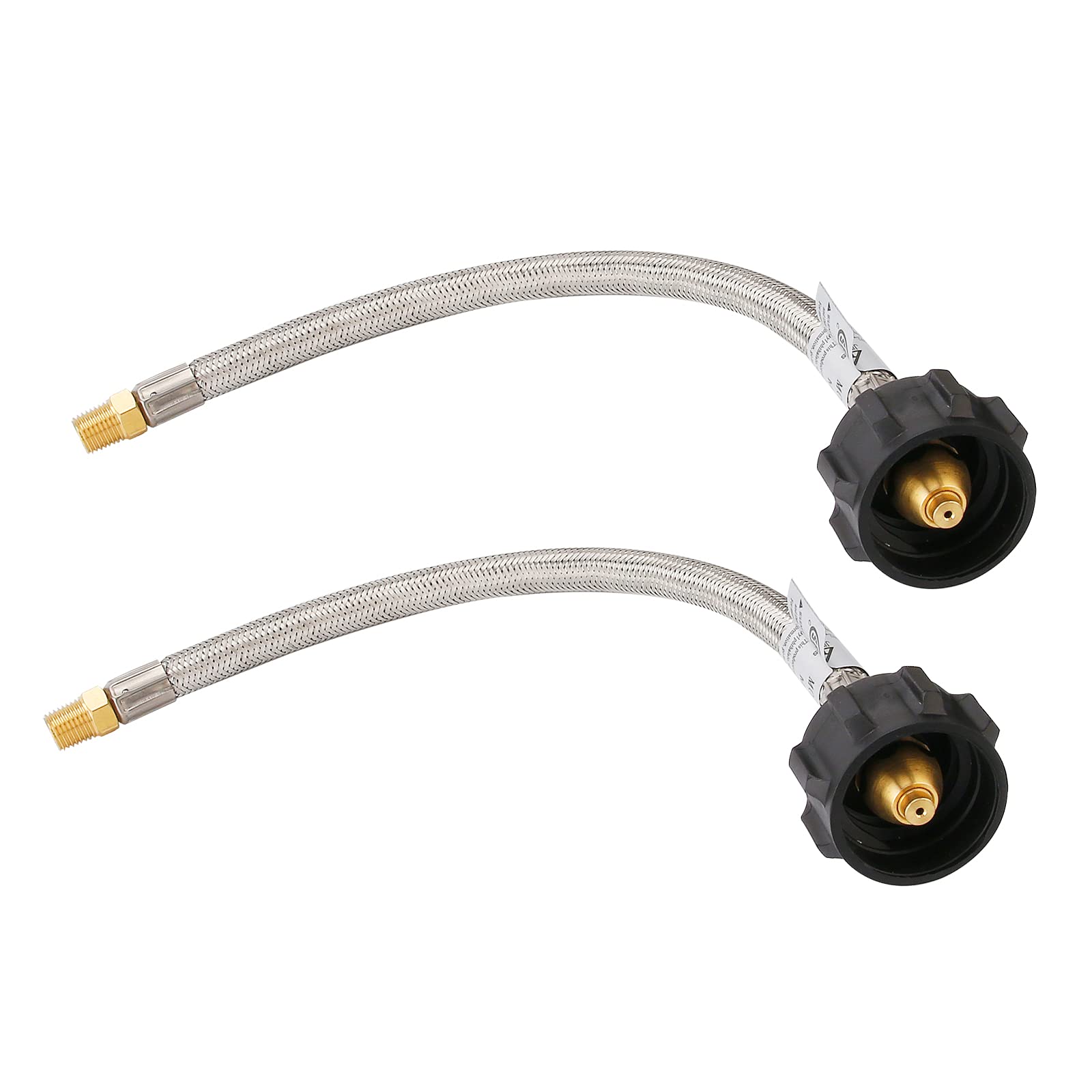 Solimeta 15 Inch Rv Propane Pigtail Hose, 1/4 Npt Rv Propane Hose, Stainless Braided Rv Propane Hose Connector, 2 Pack