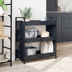 vidaXL Black Kitchen Trolley - Engineered Wood, Steel Frame, 27.6"x11.8"x32.3", Vegetable Storage Cart with Wheels & Brakes, Versatile Organizer