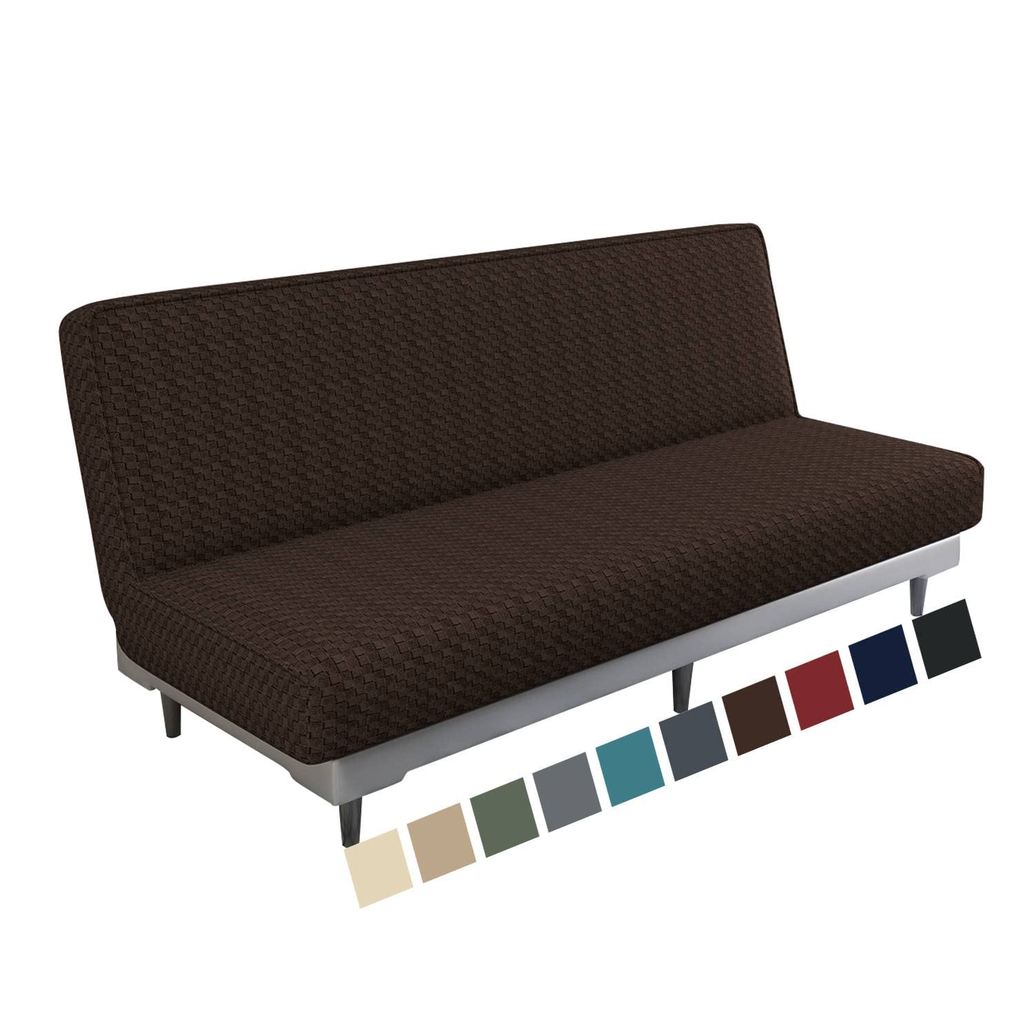 Maxijin Newest Jacquard Futon Cover Stretch Armless Futon Sofa Cover Soft Futon Slipcover With Elastic Bottom Thick Sofa Bed Fur