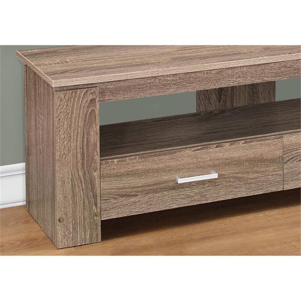 Monarch Specialties I TV STAND-48 L 2 Storage Drawers, Dark Taupe