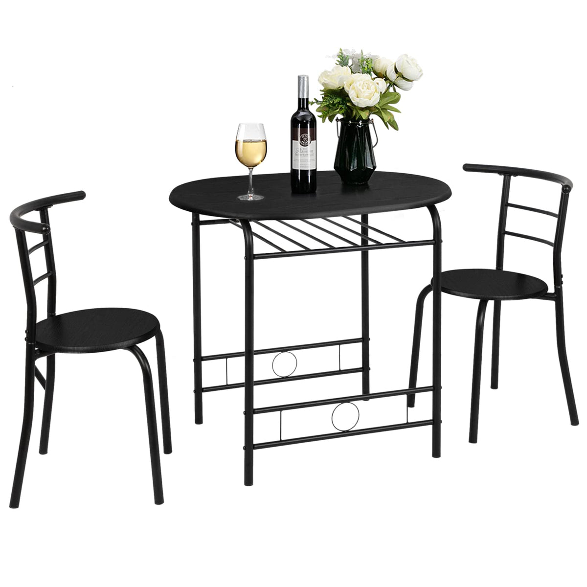 VINGLI 3 Piece Dining Set,Small Kitchen Table Set for 2,Breakfast Table Set,Kitchen Wooden Table and 2 Chairs for Small Space/Di