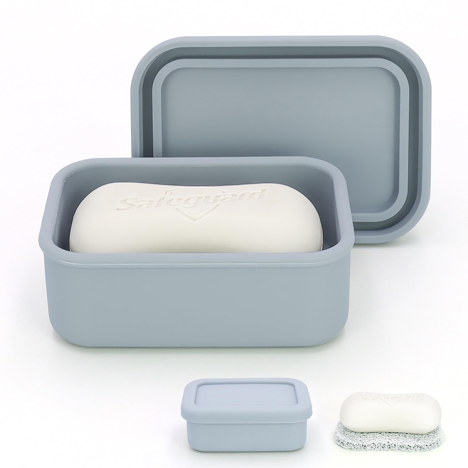 AIDIMMING Enhanced Leak Proof Traveling Soap Container,Compact Silicone Travel soap case with Drainage Layer,Travel Size Toiletr