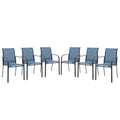 Vicllax Patio Stackable Dining Chairs Set For 6, Outdoor Metal Frame Dining Chairs For Front Porch Backyard Garden And Deck, Dar