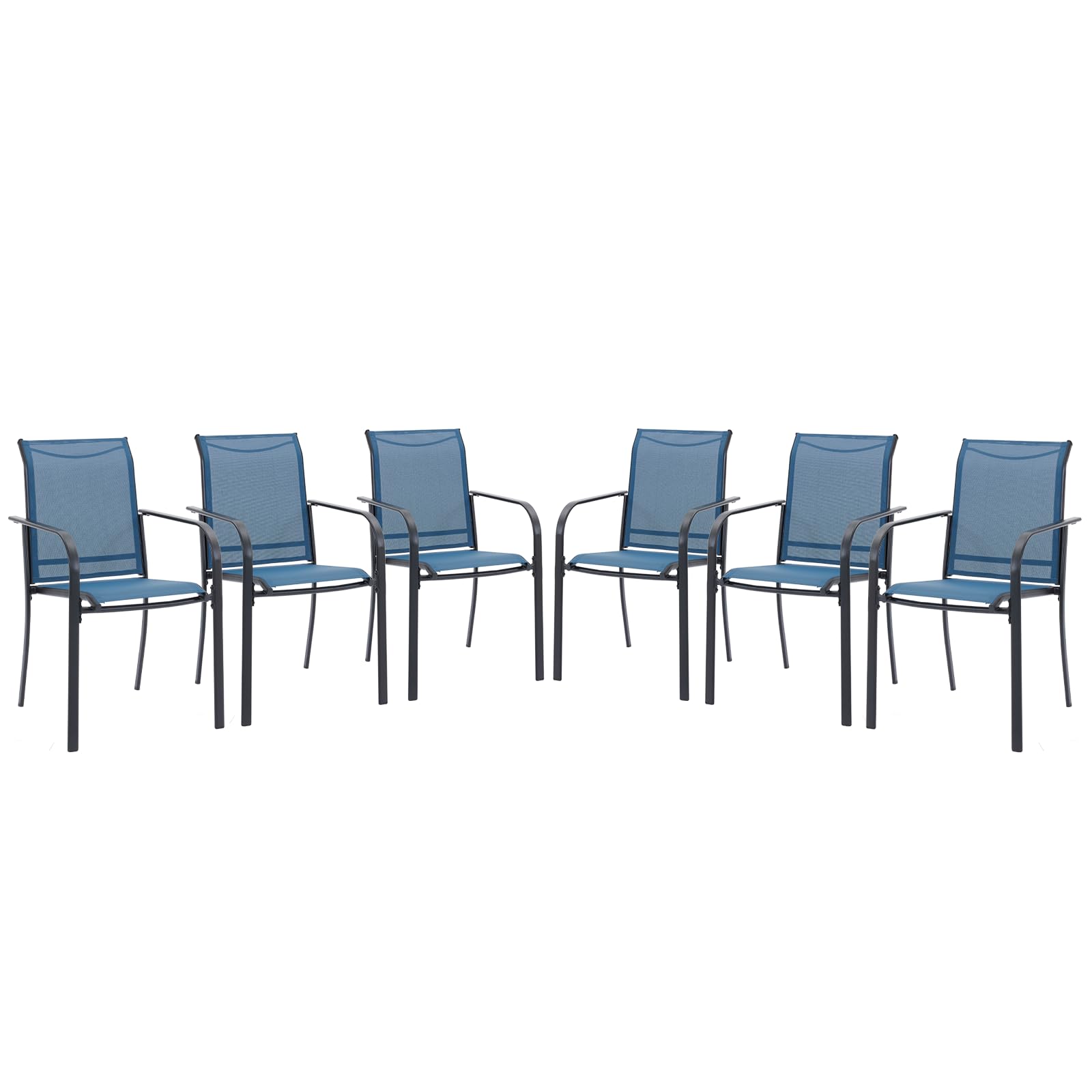 Vicllax Patio Stackable Dining Chairs Set For 6, Outdoor Metal Frame Dining Chairs For Front Porch Backyard Garden And Deck, Dar