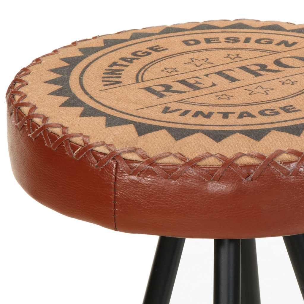 vidaXL, Set of 4 Leather Bar Stools with Steel Legs, Brown and Black, Industrial Style, Easy Assembly, Comfort, Durability