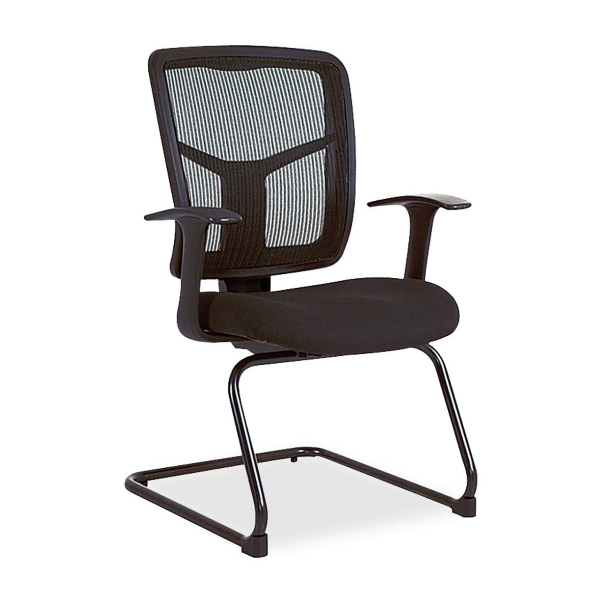 Lorell ErgoMesh Series Mesh Side Arm Guest Chair, Black