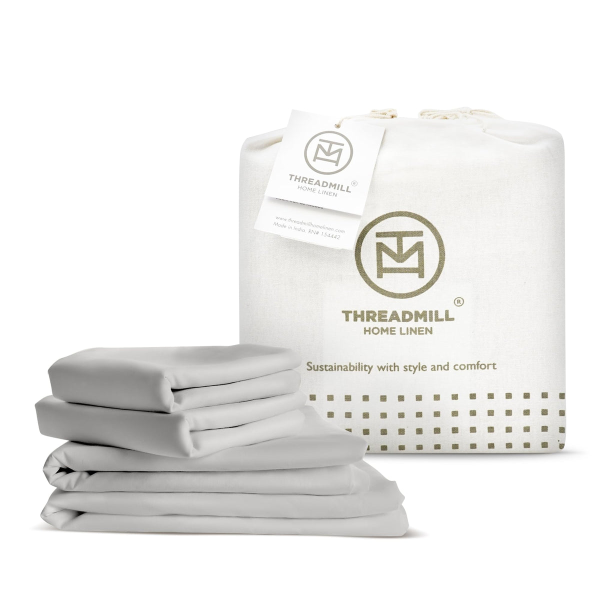 Threadmill Rayon Bamboo Full Sheets For Full Size Bed, 4 Piece Cooling Bed Sheets Full Set Light Grey - Silky Soft, Lightweight,