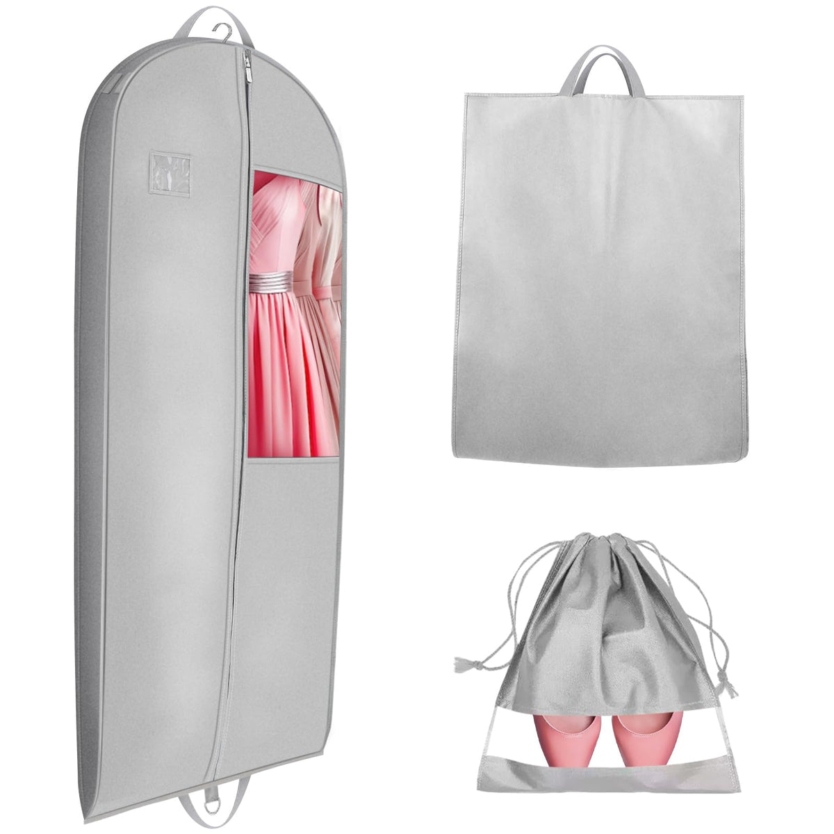Stykontin Garment Bags for Hanging Clothes and Travel with 4 Gusseted, Suit Cover for Clothes,Coats,Suit,Jackets,Dress,Shirts,S