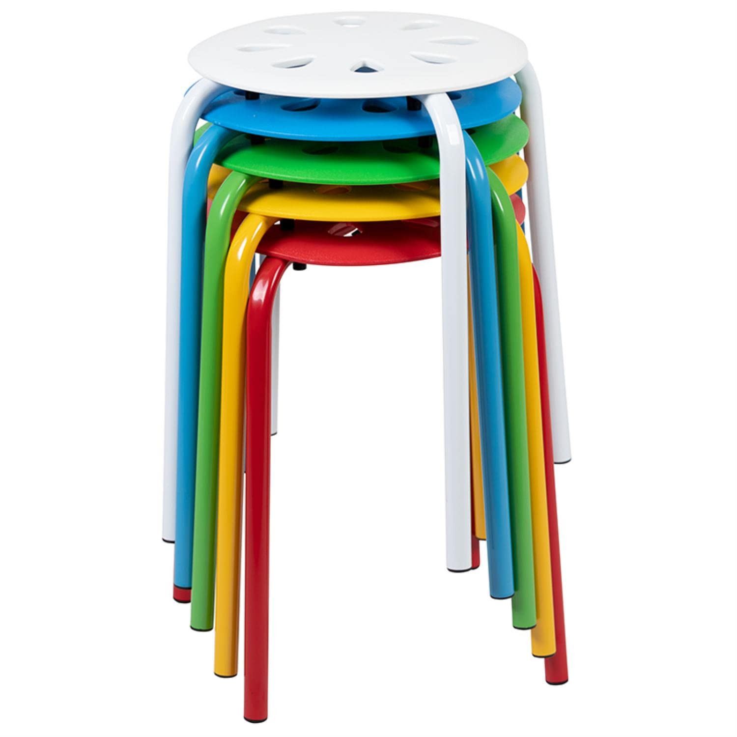 Flash Furniture Bailey Plastic Nesting Stack Stools, 17.5&quot;Height, Assorted Colors (5 Pack)