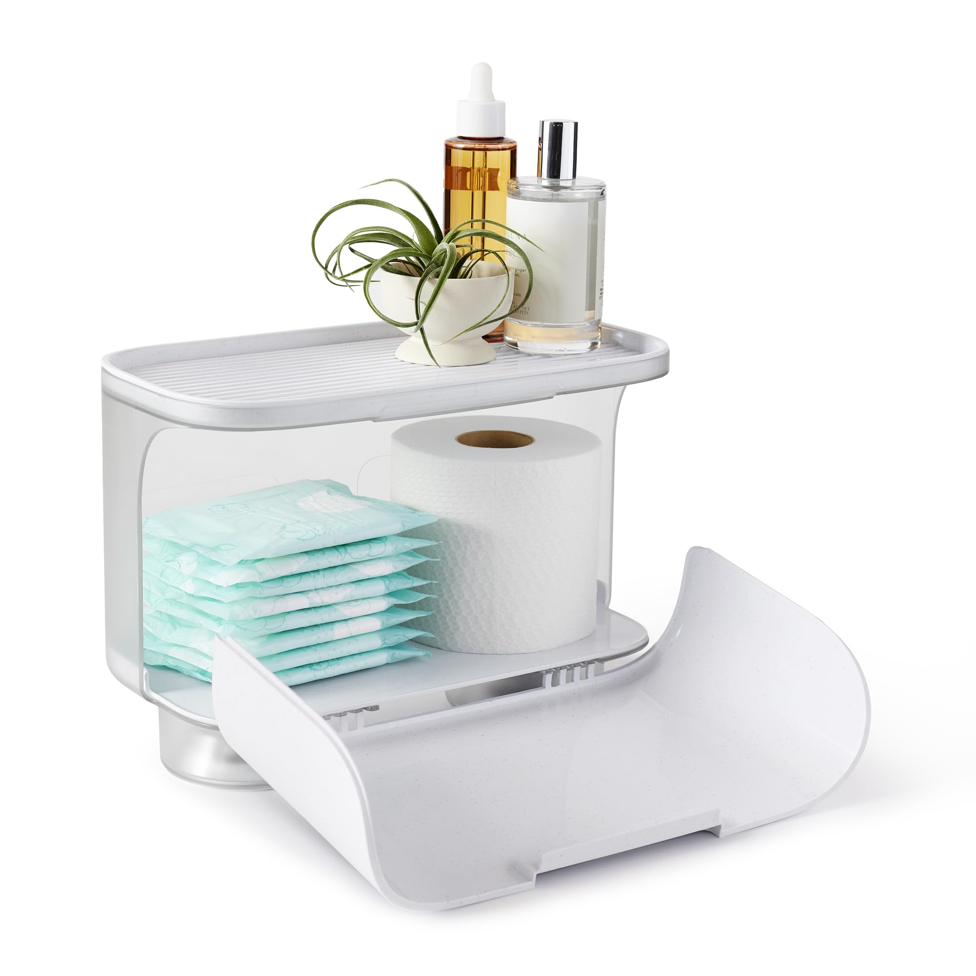 YouCopia Hideaway Toilet Cabinet, Over The Toilet Bathroom Organizer for Paper Rolls, Wipes and Accessories