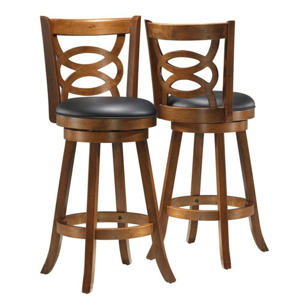 Barstool - 2Pcs / 42&quot;H / Swivel / Dark Oak Bar Height