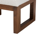 Baxton Studio Yashiya Mid-Century Modern Off-White Boucle Upholstered and Walnut Brown Finished Wood 2-Piece Rocking Chair and Ottoman Set