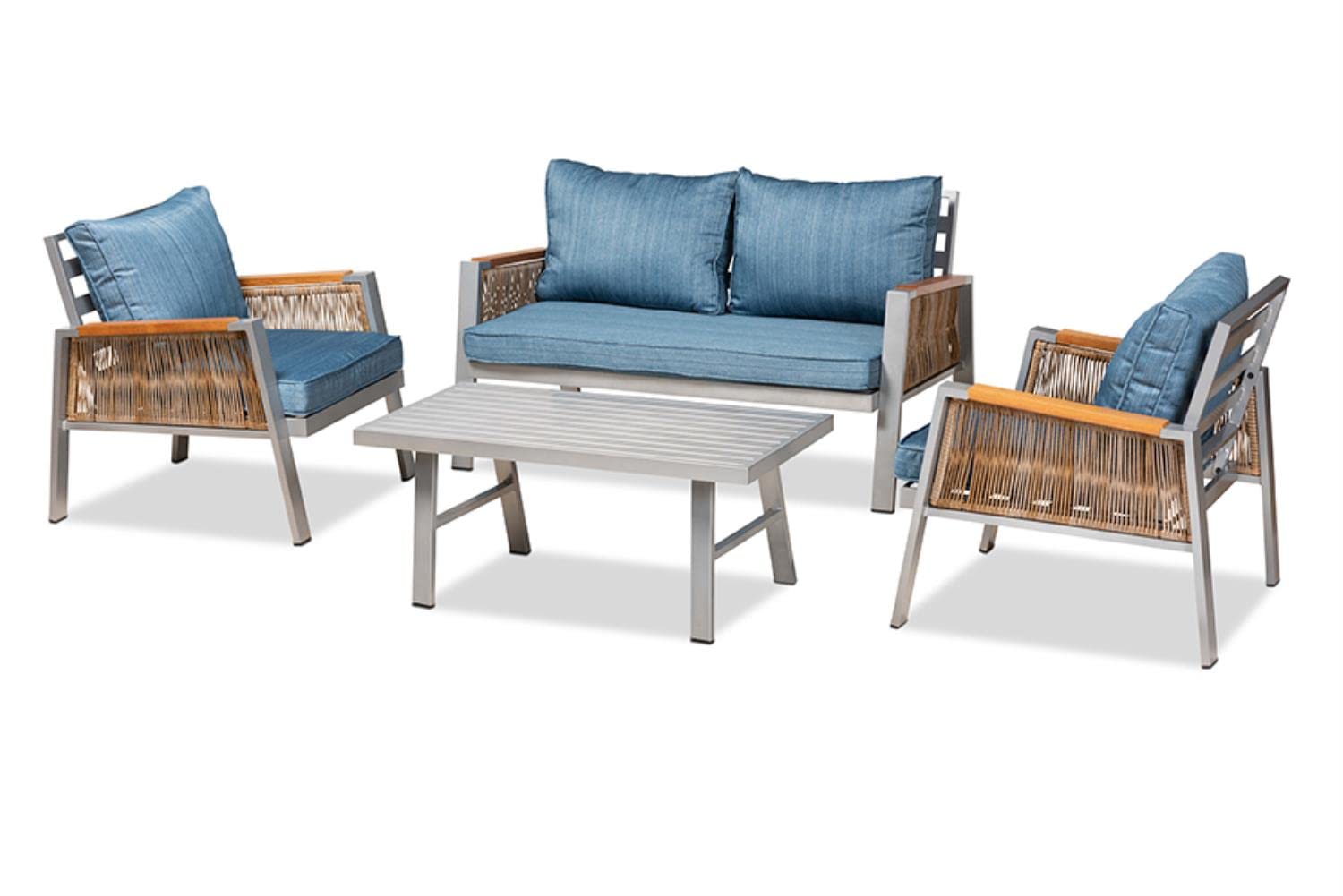 Baxton Studio Nicholson Outdoor Patio Lounge Set - Thumbnail 2