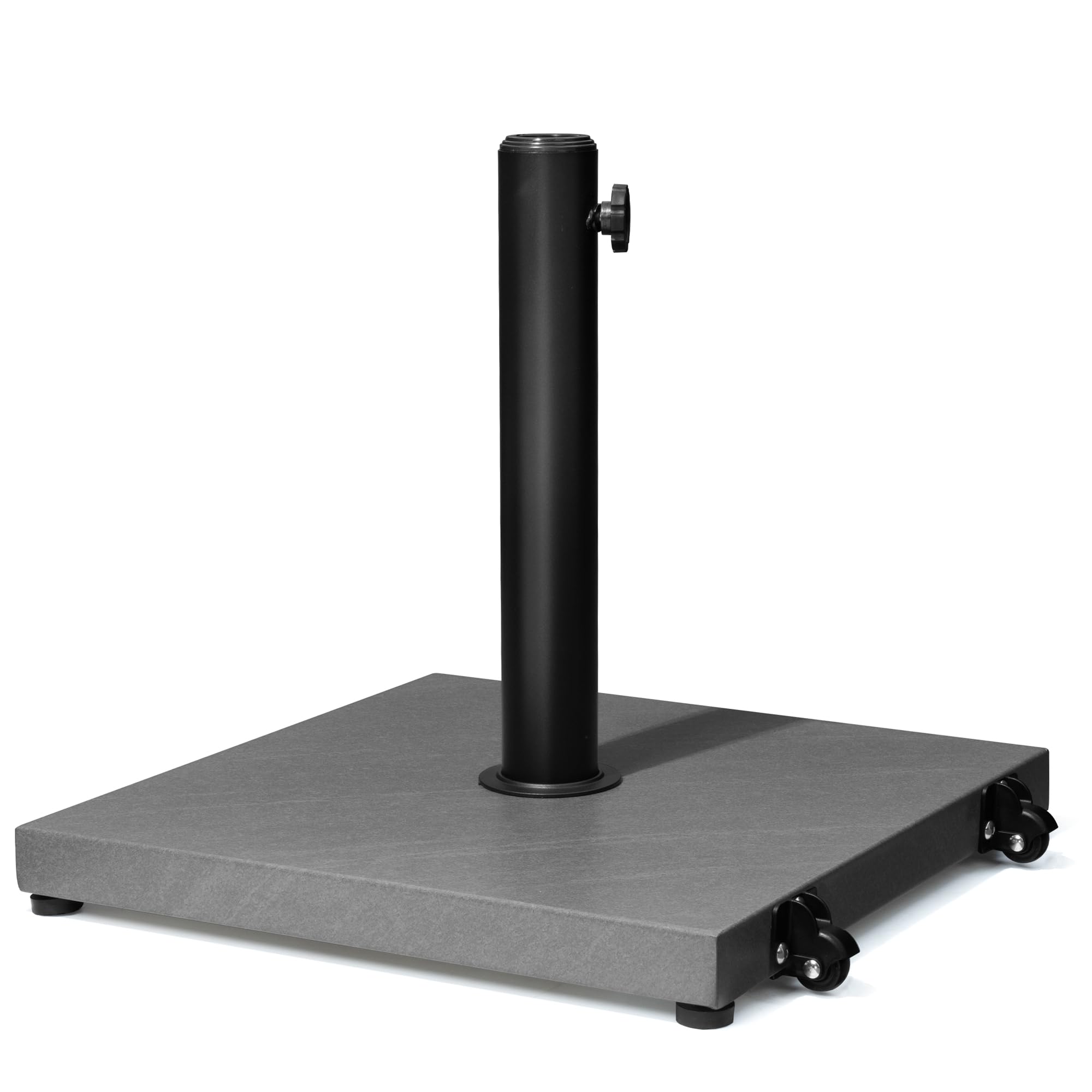 VredHom Patio Umbrella Base 43lbs Outdoor Umbrella Stand with Wheels, Heavy Duty Square Concrete Stand Market Umbrella, Gray