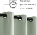Jiuzhen Light Green Blackout Curtains With Tiebacks Thermal Insulated, Light Blocking And Noise Reducing Grommet Curtains For And Living Room, Set Of 2 Window Curtain Panels, 70 X 63 Inch Length