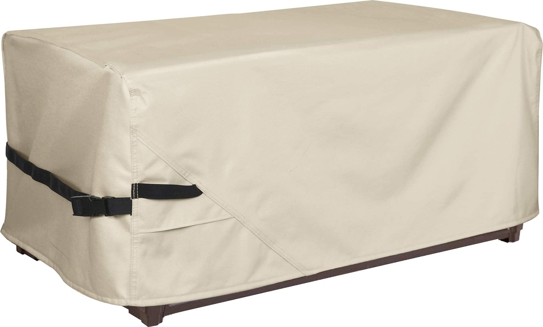 Porch Shield Patio Deck Box Storage Cover - Outdoor Waterproof 600D Rectangular Fire Pit Table Covers 56 X 26 Inch, Beige