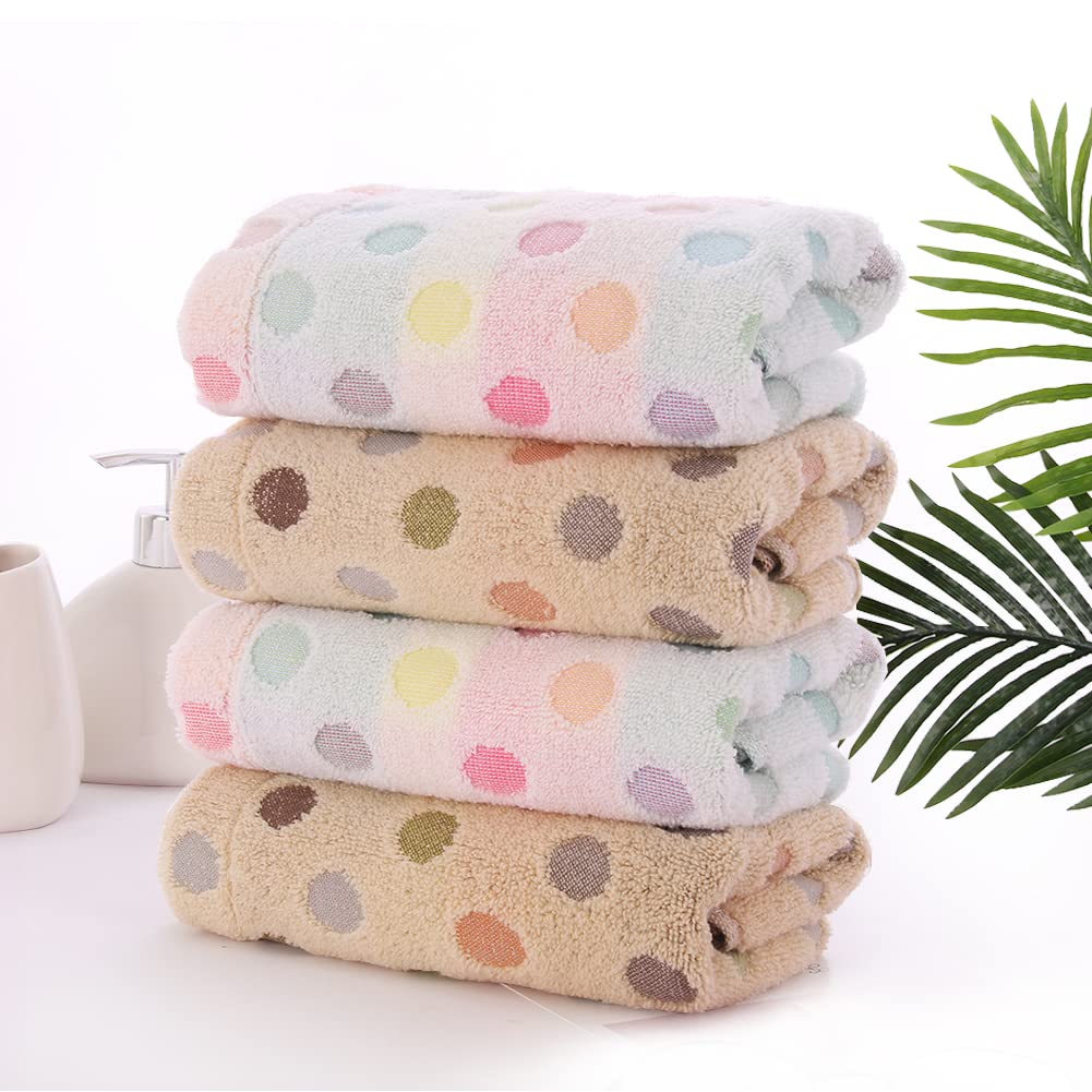 Pidada Hand Towels Set Of 4 Colorful Polka Dot Pattern 100% Cotton Soft Absorbent Decorative Towel For Bathroom 13.4 X 30 Inch (