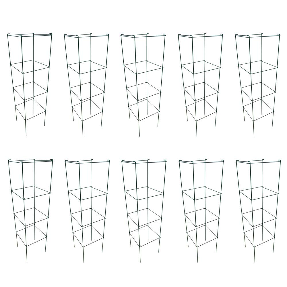 Mtb Green Square Folding Tomato Cage Plant Support Stake Tower 12 Inch By 46 Inch, Pack Of 10 Sets(Also Sold As Pack Of 2 & 5,Ga