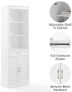 Crosley Furniture Stanton Storage Bookcase, Bookshelf Cabinet with Shelves, Kitchen and Living Room, White