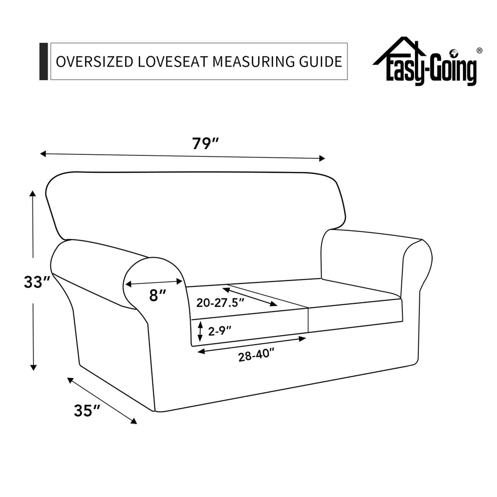 Easy-Going Oversized 3 Pieces Stretch Fleece Soft Loveseat Couch Cover For Pets - Washable Sofa Slipcover For 2 Separate Cushion Couch - Elastic Furniture Protector For Dogs, Kids Natural