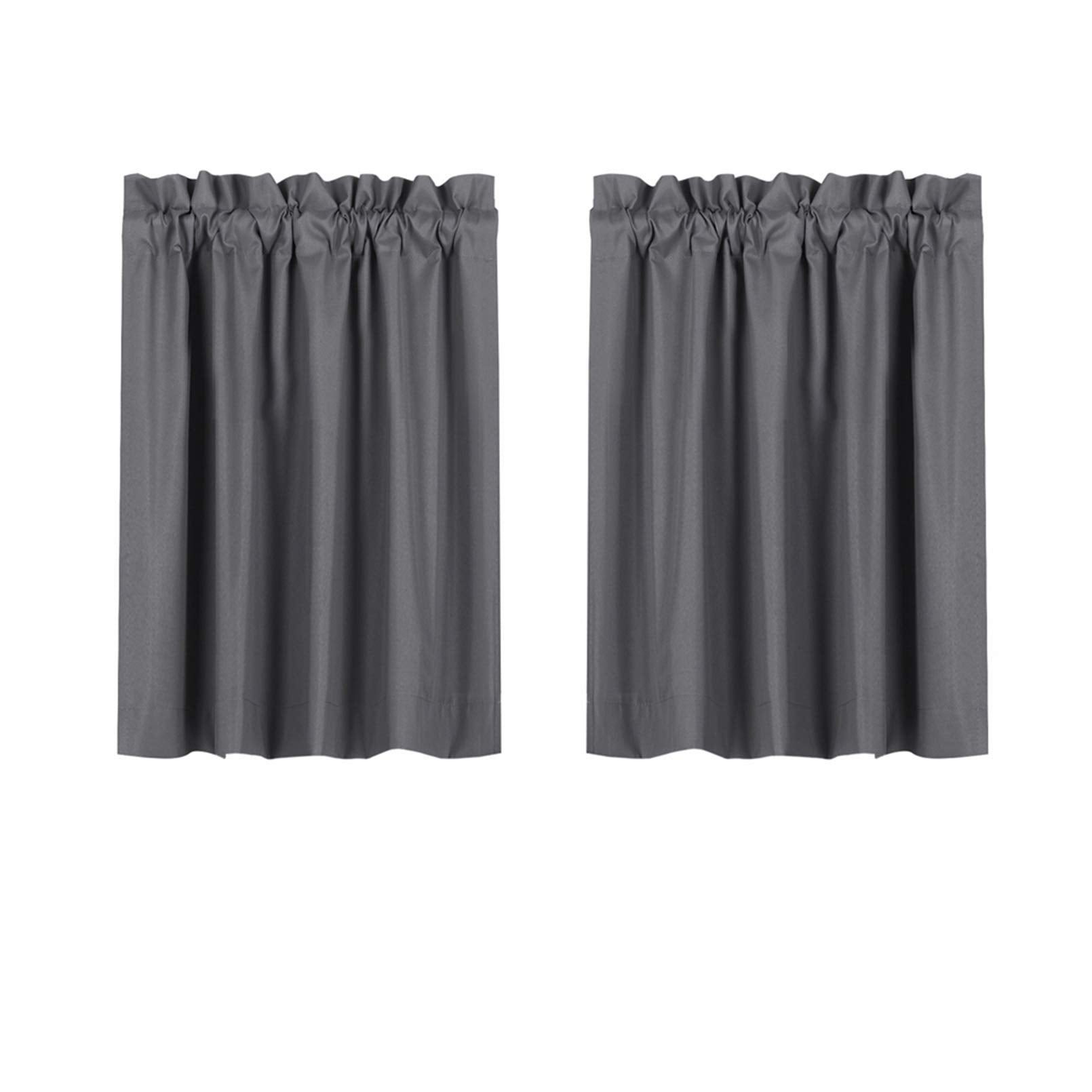 Valea Home Blackout Short Curtains Waterproof Soft Rod Pocket Kitchen Curtains for Bathroom Window Room Darkening Small Curtains