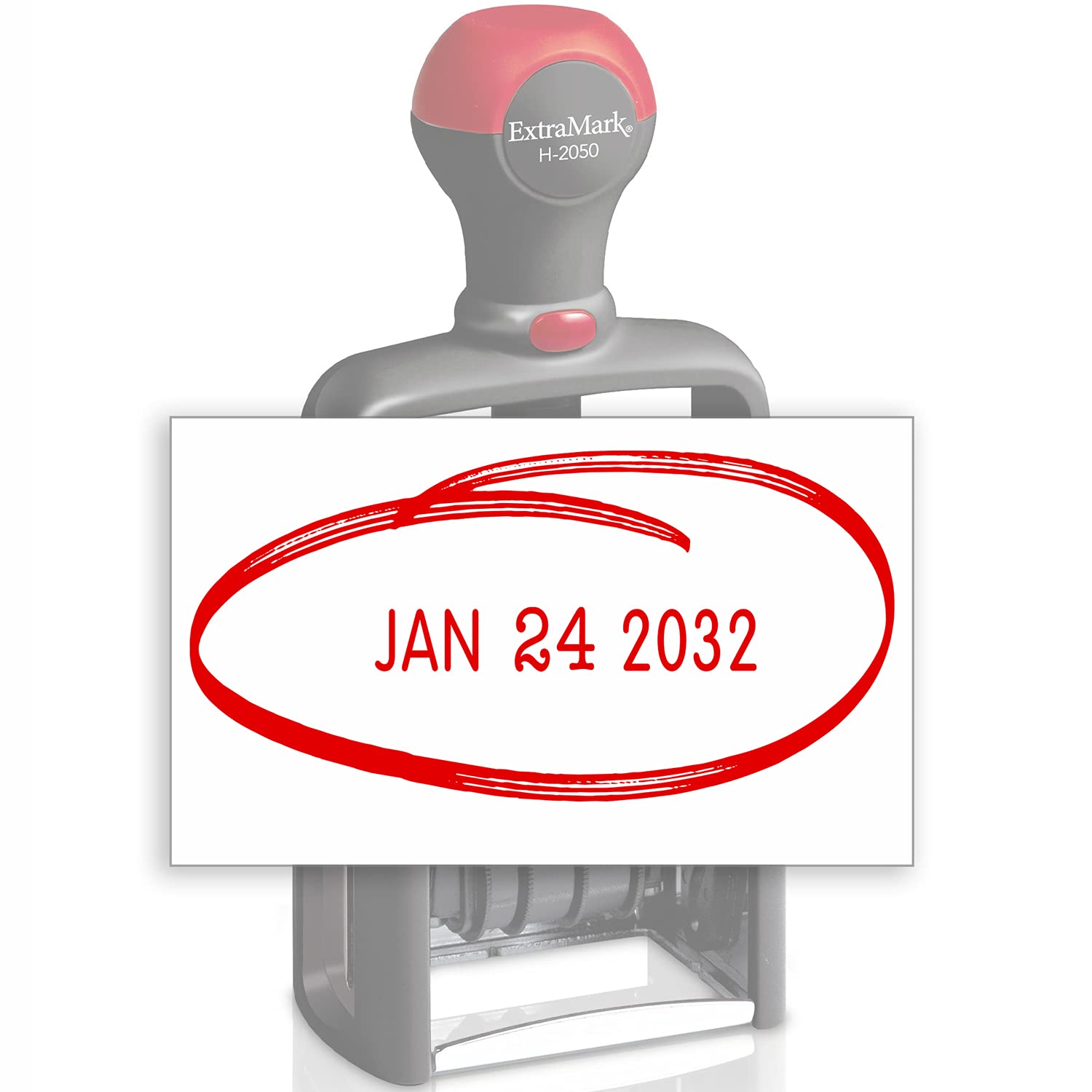 Heavy Duty Office Date Stamp - Brush Stroke Design - Self Inking Dater - Red Ink Color