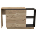 Depot E-Shop Creta Kitchen Island,Double Door Cabinets,Two External Shelves,Three Shelves,Black/Light Oak