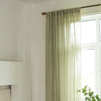 Sutuo Home Boho Curtains For Bedroom Living Room Kitchen, Semi-Blackout French Country Farmhouse Vintage Linen Shabby Chic Tassels Hollow Window Treatment Bohemian Drape, 1 Panel 52' W X 63' L, Green