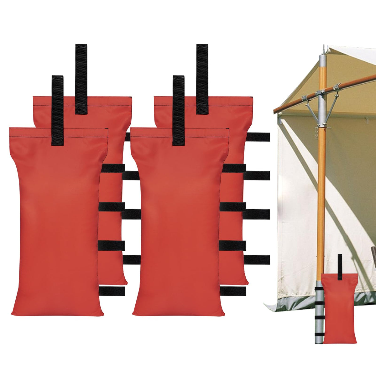 Hazben Tent Weights Set Of 4 Sand Bags For Canopy Legs Outdoor Instant Sun Shelter Patio 112Lbs Large Heavy Duty (Red)