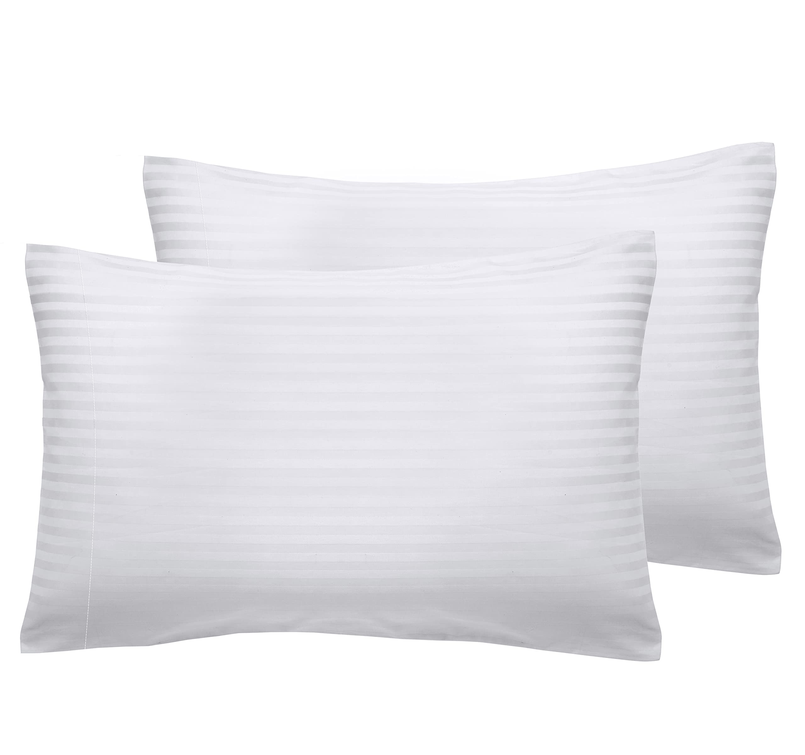 Soft 100% Cotton King Size Pillowcases, Set Of 2, 400 Thread Count, Smooth Sateen Weave, Stripe Pillow Cases For King Size Pillo