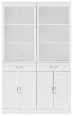 Crosley Furniture Stanton 2-Piece Storage Bookcase, Bookshelf Cabinet with Shelves, Kitchen and Living Room, White