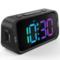 Odokee Digital Dual Alarm Clock for Bedroom: RGB Electric Clock with USB Charger for Kids Teens - Dimmable Clock with Weekday We