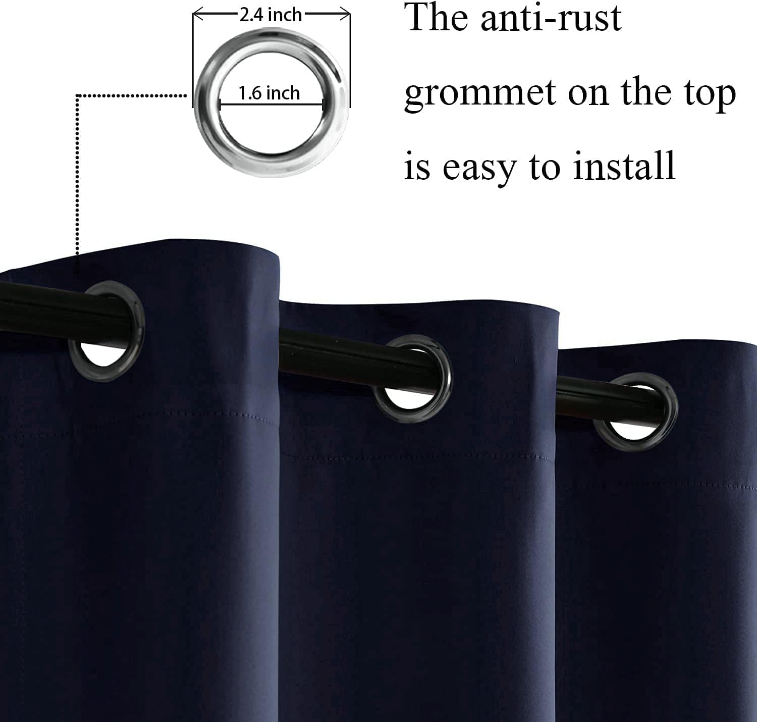 Jiuzhen Navy Blackout Curtains For Bedroom - Light Blocking And Noise Reducing Grommet Curtains For Living Room Darkening Curtains, Set Of 2 Window Curtain Panels, 38 X 63 Inch Length