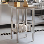 Vidaxl Stainless Steel Kitchen Work Table 21.7"X21.7"X36.6" With Backsplash - Durable Prep Station With Storage For Commercial Use, Adjustable Feet