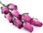 Pink Roses with Burgundy Tips Bunch of 8 Closed Bud Wooden Roses for Crafts Custom Bouquets and other DIY Projects. Choose form 