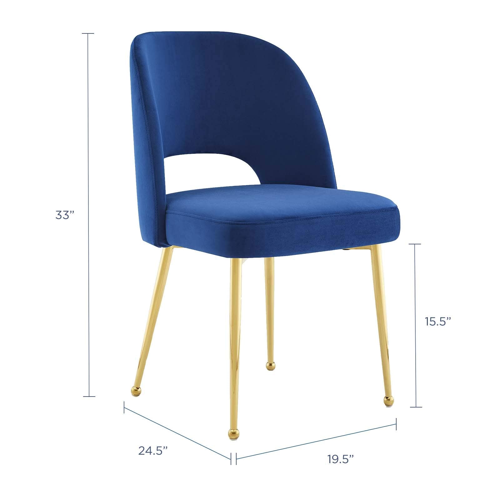 Modway Rouse Performance Velvet Dining Side Chair In Navy