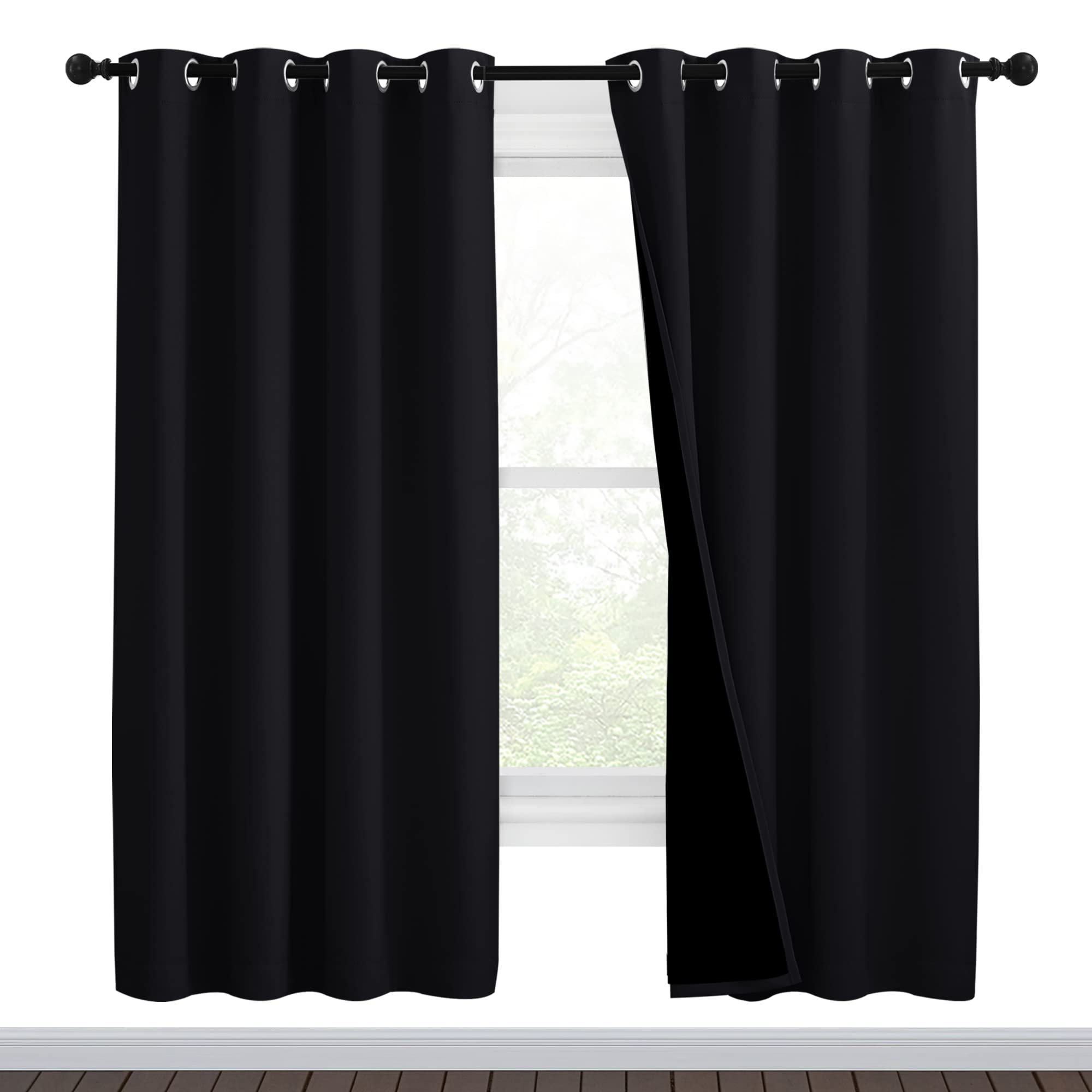 Nicetown High-End Thermal Curtains, Full Blackout Curtains 72 Inches Long For Dining Room, Soundproof Window Treatment Drapes Fo