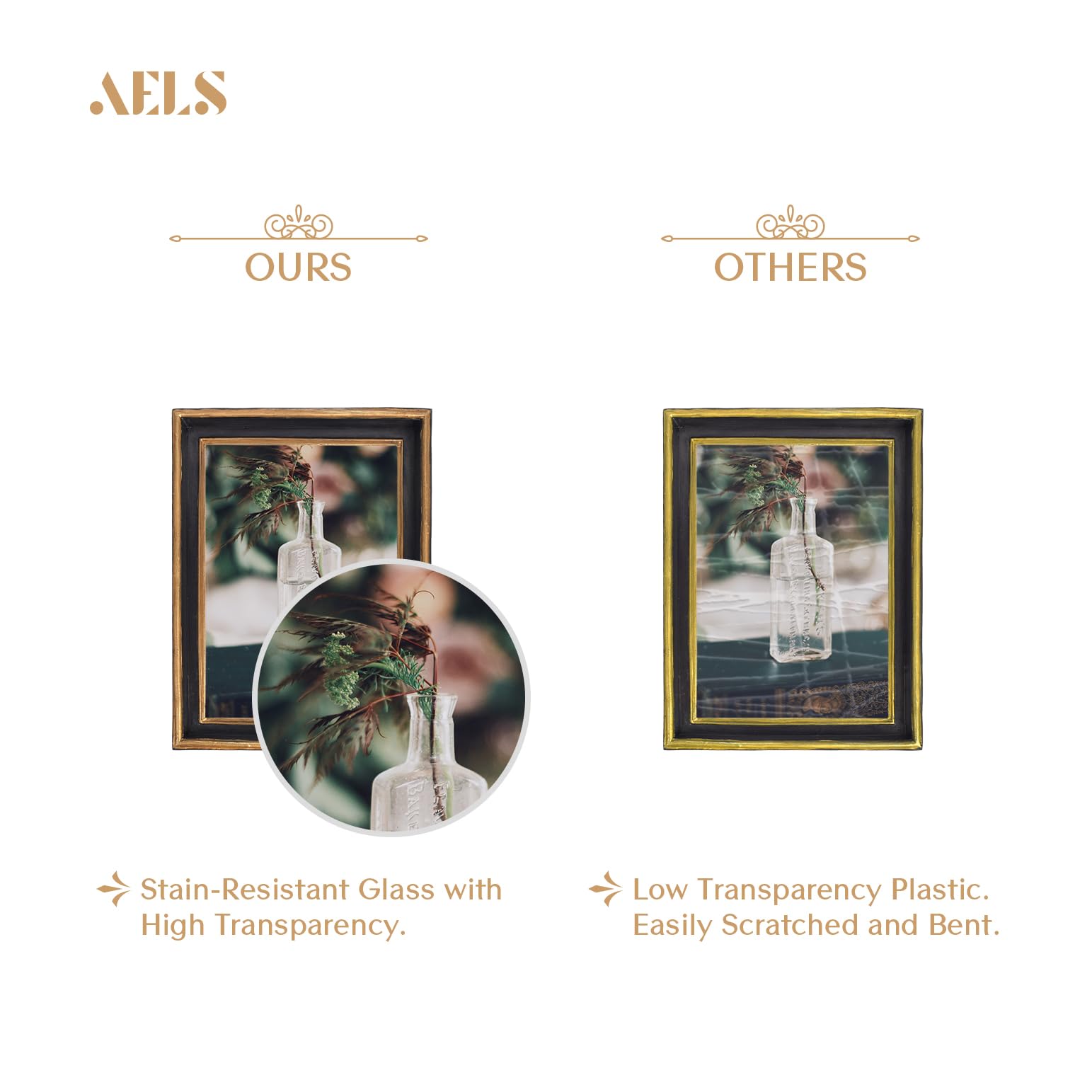 Aels 5X7 Inch Vintage Picture Frame, Elegant Antique Photo Frames With Glass Front, Photo Display, Tabletop Wall Hanging, Gift I
